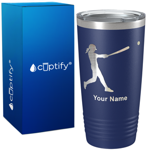 Softball Girl at Bat on 20oz Tumbler