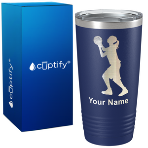 Personalized Girl Shooting Basketball on 20oz Tumbler