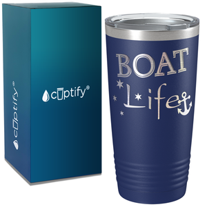 Boat Life on White 20 oz Stainless Steel Tumbler