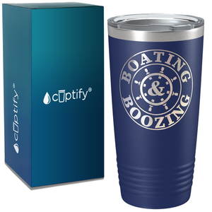 Boating & Boozing on White 20 oz Stainless Steel Tumbler