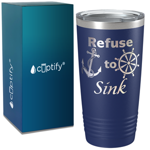 Refuse to Sink on White 20 oz Stainless Steel Tumbler