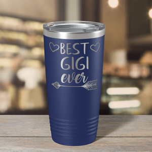 Best Gigi Ever on Navy Blue 20 oz Stainless Steel Ringneck Tumbler