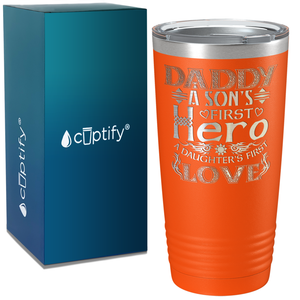 Daddy A Son's First Hero on Stainless Steel Dad Tumbler
