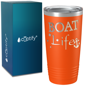 Boat Life on White 20 oz Stainless Steel Tumbler