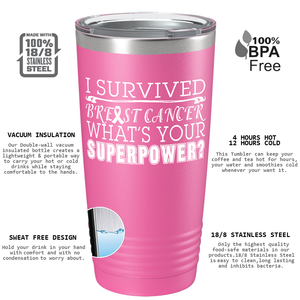 I Survived Breast Cancer on Pink 20oz Tumbler