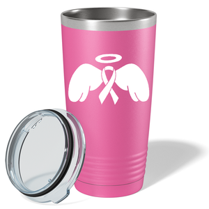 Angel Cancer Ribbon on Pink 20oz Tumbler
