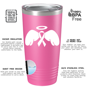 Angel Cancer Ribbon on Pink 20oz Tumbler