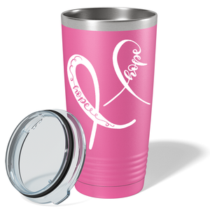 Hope Cancer Ribbons on Pink 20oz Tumbler