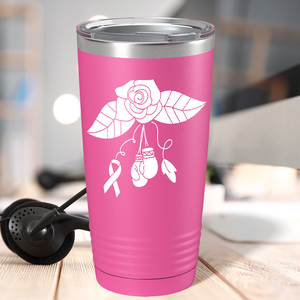 Floral and Cancer with Gloves on Pink 20oz Tumbler