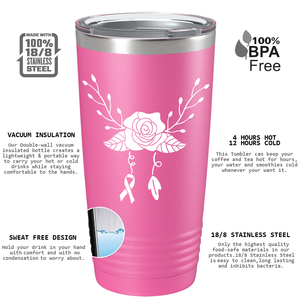 Floral and Cancer on Pink 20oz Tumbler