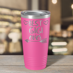 Best Gigi Ever on Pink 20 oz Stainless Steel Ringneck Tumbler