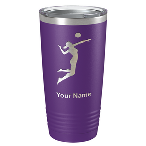 Personalized Volleyball Player Silhouette Laser Engraved on Stainless Steel Volleyball Tumbler