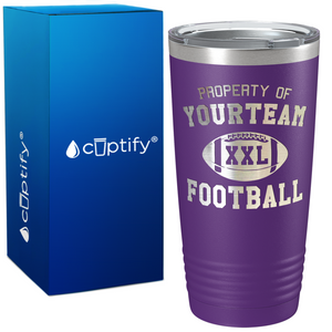 Personalized Property of Team Name Football on 20oz Tumbler