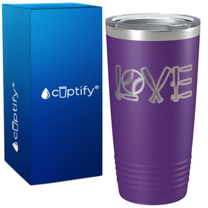 Softball Love Ball and Bats on 20oz Tumbler