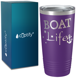 Boat Life on White 20 oz Stainless Steel Tumbler