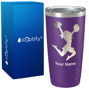 Personalized Cheerleader Pom Poms on 20oz Tumbler