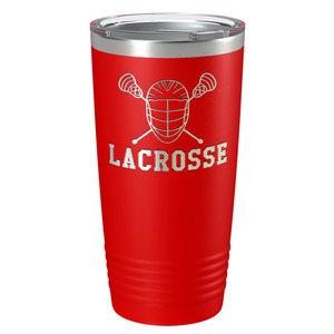 Lacrosse Mask and Sticks Laser Engraved on Stainless Steel Lacrosse Tumbler