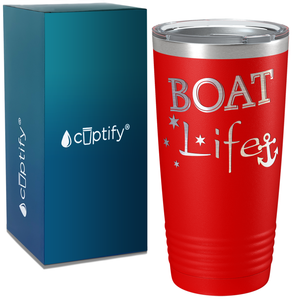 Boat Life on White 20 oz Stainless Steel Tumbler