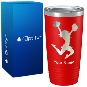 Personalized Cheerleader Pom Poms on 20oz Tumbler