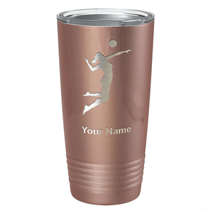 Personalized Volleyball Player Silhouette Laser Engraved on Stainless Steel Volleyball Tumbler
