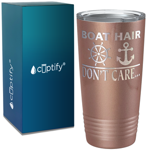 Boat Hair Don’t Care on White 20 oz Stainless Steel Tumbler