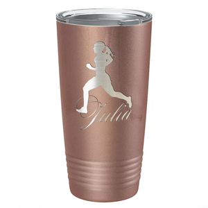 Personalized Running Women Silhouette Laser Engraved on Stainless Steel Cross Country Tumbler