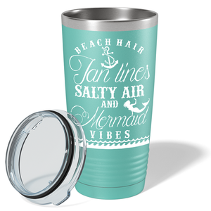 Beach Hair Tan Lines and Mermaid Vibes on Seafoam Mermaid 20oz Tumbler