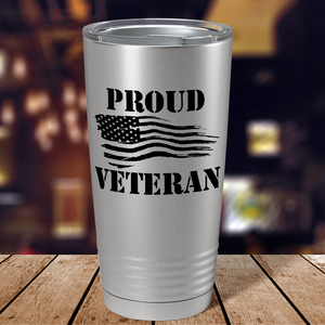 Proud Veteran on Stainless 20 oz Stainless Steel Tumbler