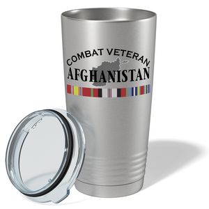 Combat Veteran Afghanistan on Stainless 20 oz Stainless Steel Tumbler