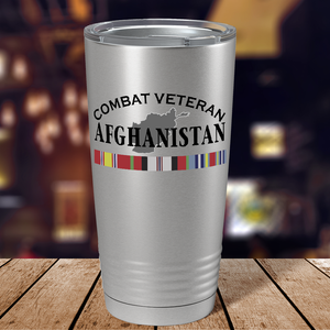 Combat Veteran Afghanistan on Stainless 20 oz Stainless Steel Tumbler