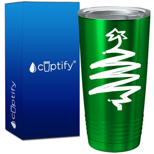 White Christmas Tree on Green Translucent Holiday 20oz Tumbler