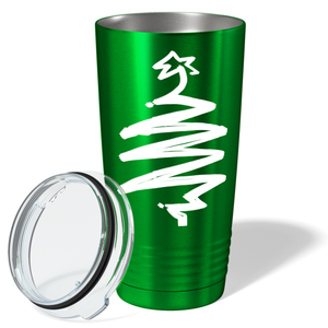 White Christmas Tree on Green Translucent Holiday 20oz Tumbler