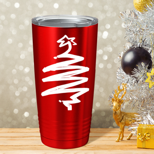 White Christmas Tree on Red Translucent Holiday 20oz Tumbler