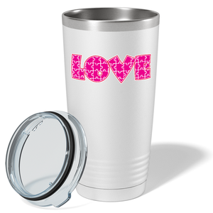 Autism Awareness Pink Love Puzzle on Autism 20oz Tumbler