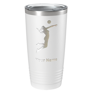 Personalized Volleyball Player Silhouette Laser Engraved on Stainless Steel Volleyball Tumbler