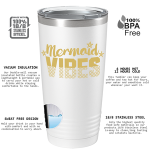 Mermaid Vibes Stars on White Mermaid 20oz Tumbler