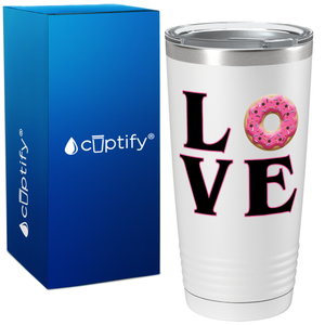 Love Pink Donuts on White Donut 20oz Tumbler