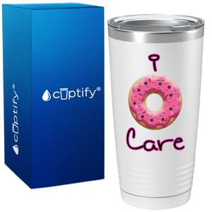 I Donut Care Pink on White Donut 20oz Tumbler