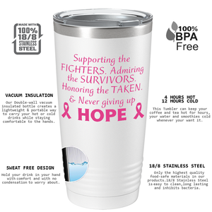 Supporting the Fighters on White 20oz Tumbler