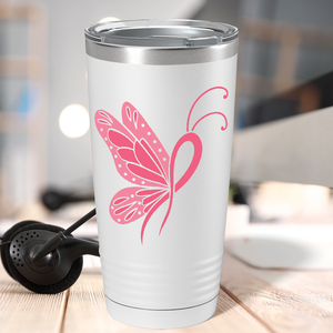 Butterfly Cancer Ribbon on White 20oz Tumbler