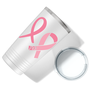 Detailed Cancer Ribbons on White 20oz Tumbler