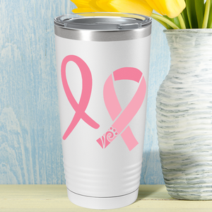 Detailed Cancer Ribbons on White 20oz Tumbler