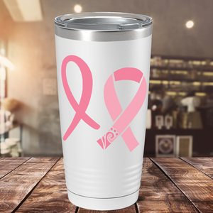Detailed Cancer Ribbons on White 20oz Tumbler