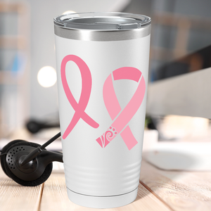 Detailed Cancer Ribbons on White 20oz Tumbler