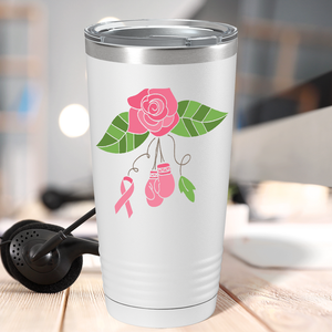 Floral and Cancer with Gloves on White 20oz Tumbler