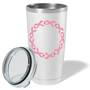 Cancer Ribbon Monogram Frame on White 20oz Tumbler