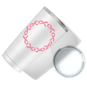 Cancer Ribbon Monogram Frame on White 20oz Tumbler