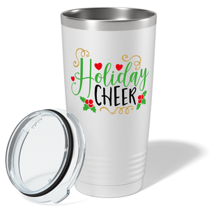 Holiday Cheer with Mistletoe on White Christmas 20oz Tumbler