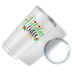 Holiday Cheer with Mistletoe on White Christmas 20oz Tumbler