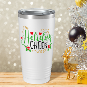 Holiday Cheer with Mistletoe on White Christmas 20oz Tumbler
